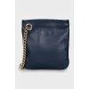 Blue leather bag with zipper