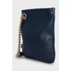 Blue leather bag with zipper
