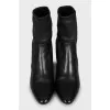 Leather ankle boots with silver heels