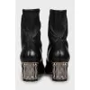 Leather ankle boots with silver heels