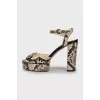 Animal print leather sandals