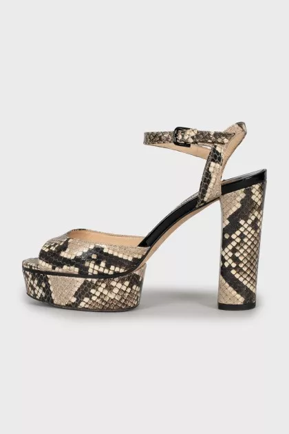 Animal print leather sandals