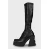 Leather boots with silver decor