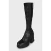 Leather boots with silver decor