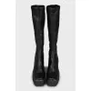 Leather boots with silver decor