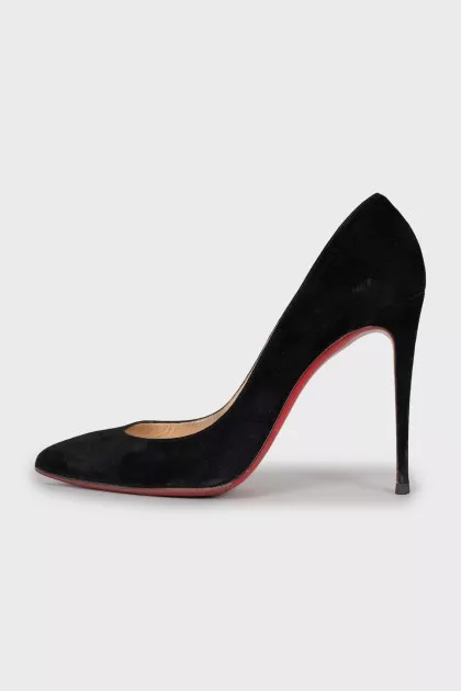 Black suede stiletto heels