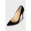 Black suede stiletto heels