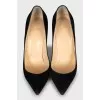 Black suede stiletto heels