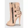 Ankle boots with open toe and zip