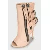 Ankle boots with open toe and zip
