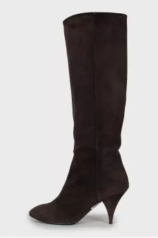 Suede boots with wedge heel