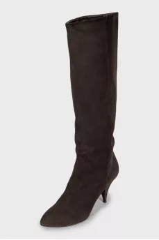 Suede boots with wedge heel