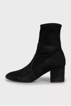 Black suede ankle boots with zip