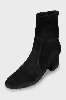 Black suede ankle boots with zip