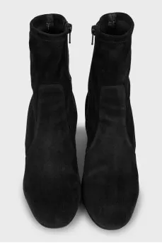 Black suede ankle boots with zip
