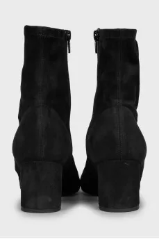 Black suede ankle boots with zip