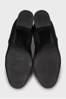 Black suede ankle boots with zip