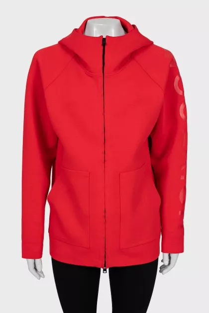 Red zip cardigan