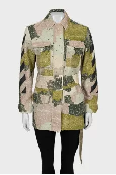 Jacket with patch pockets and belt