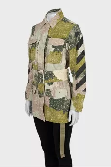 Jacket with patch pockets and belt