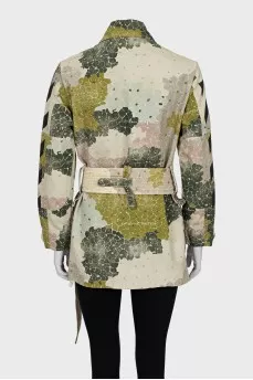 Jacket with patch pockets and belt