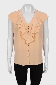 Silk blouse with frills