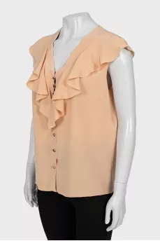 Silk blouse with frills