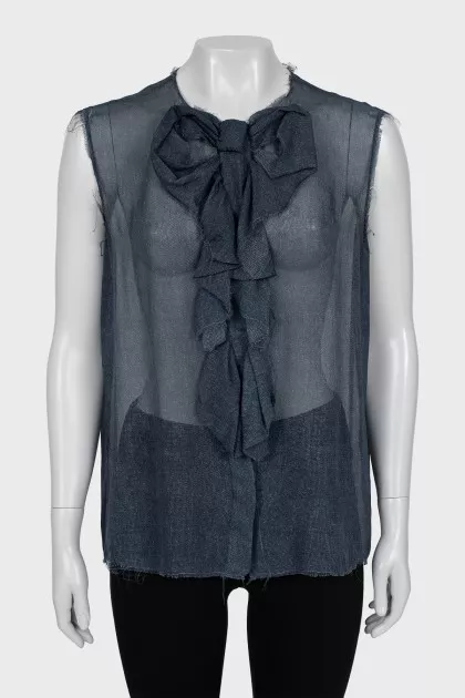 Blue silk blouse