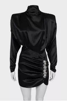 Silk dress with open back and rhinestones