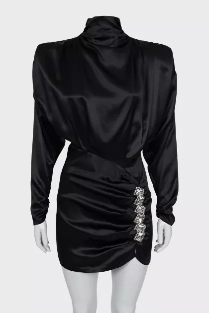 Silk dress with open back and rhinestones