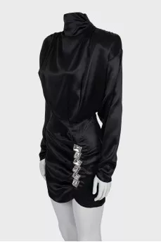 Silk dress with open back and rhinestones