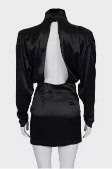 Silk dress with open back and rhinestones