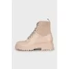 Beige leather boots
