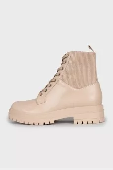 Beige leather boots