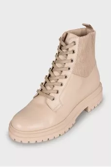 Beige leather boots