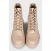 Beige leather boots