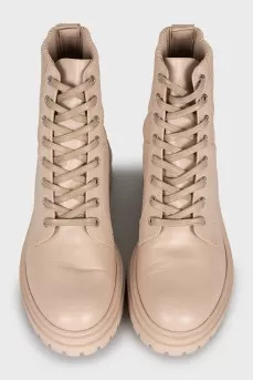 Beige leather boots
