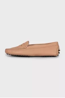 Beige leather loafers