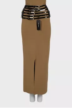 Patent leather belt with tag