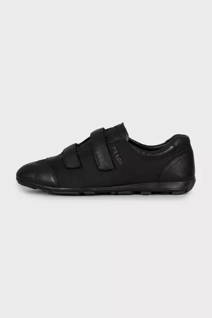 Velcro sneakers made of textile and leather