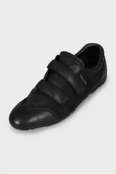 Velcro sneakers made of textile and leather