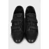 Velcro sneakers made of textile and leather
