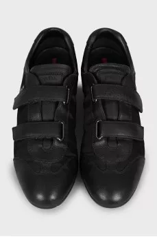 Velcro sneakers made of textile and leather