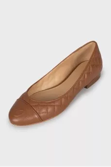 Quilted leather ballet flats