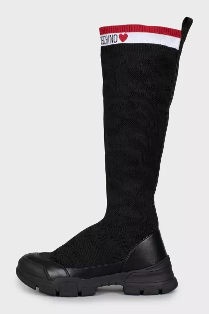Textile boots with brand logo