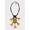 Textile necklace with crystals