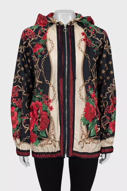 Floral print zip up jacket