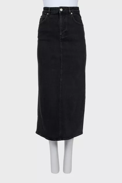 Black denim skirt