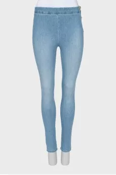 Голубые джинсы skinny fit на молнии