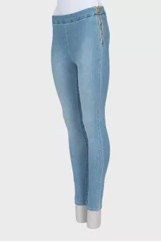 Голубые джинсы skinny fit на молнии